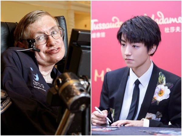 史蒂芬霍金（Stephen Hawking）生前最後一條微博回給王俊凱。（圖／路透社、翻攝自王俊凱工作室微博）