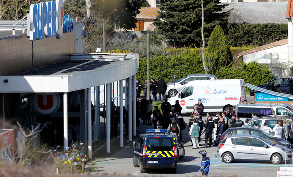 ▲▼法國特雷貝（Trebes ）超市恐攻，槍手殺3人遭警方擊斃。（圖／路透社）