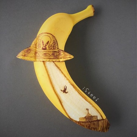 ▲▼香蕉成畫布，藝術家玩出可愛作品。（圖／翻攝自boredpanda）