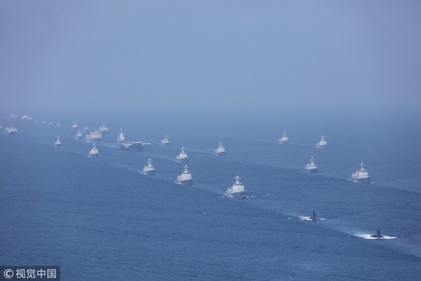 ▲解放軍海軍南海海上閱兵習近平檢閱。（圖／視覺中國）