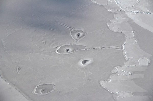 ▲北極驚現神秘冰窟，其成因到現在都無法解釋。（圖／翻攝自美國NASA官網）