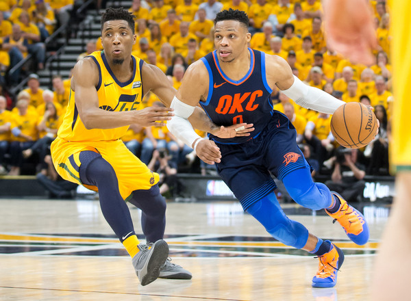 ▲米契爾(Donovan Mitchell)、衛斯布魯克(Russell Westbrook)（圖／路透社）