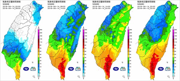 ▲▼暴雨呢？水龍繞島一張圖曝「台灣超邊緣」　災害預報士說真相。（圖／中央氣象局、NCDR）