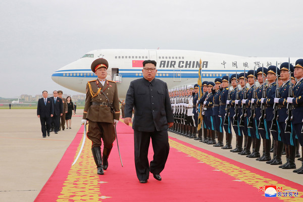▲▼ 朝中社報導，北韓領導人金正恩已於13日上午7點飛抵平壤國際機場。（圖／路透）