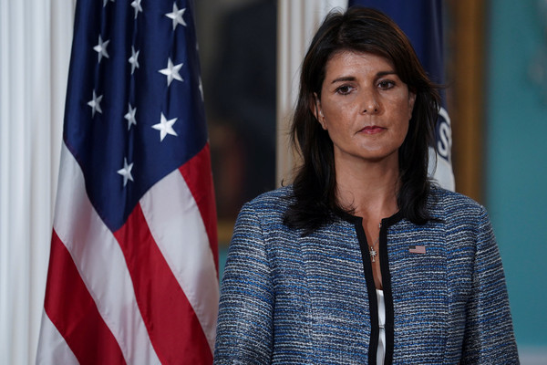 美國退出聯合國人權理事會。美國駐聯合國大使海莉（Nikki Haley）。（圖／路透）