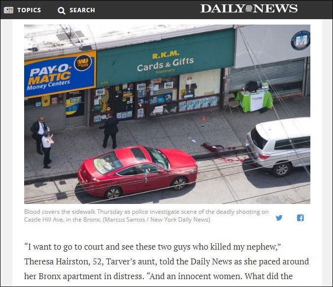 ▲美國紐約市布朗克斯區（The Bronx）發生一起槍擊命案。（圖／翻攝自紐約每日新聞）