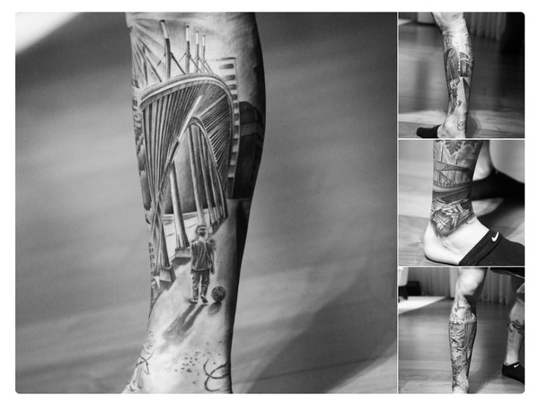 ▲瑞士足球國腳貝赫拉米（Valon Behrami）           腿上刺青。（圖／翻攝貝赫拉米推特）