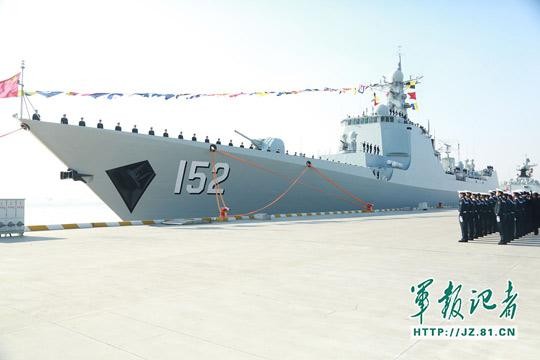 中國海軍052C型飛彈驅逐艦「濟南艦」。（圖／翻攝自軍報記者）