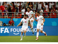 ▲伊朗安薩法德(Karim Ansarifard)進球後慶祝。（圖／路透社）