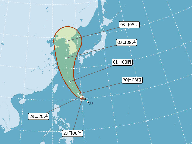 ▲▼颱風巴比侖未來路徑。(圖/中央氣象局)