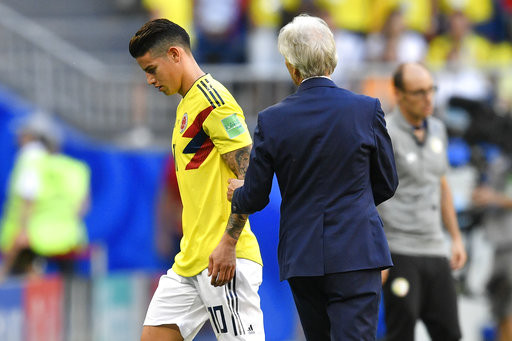 ▲J羅(James Rodriguez)提前傷退。（圖／達志影像／美聯社）