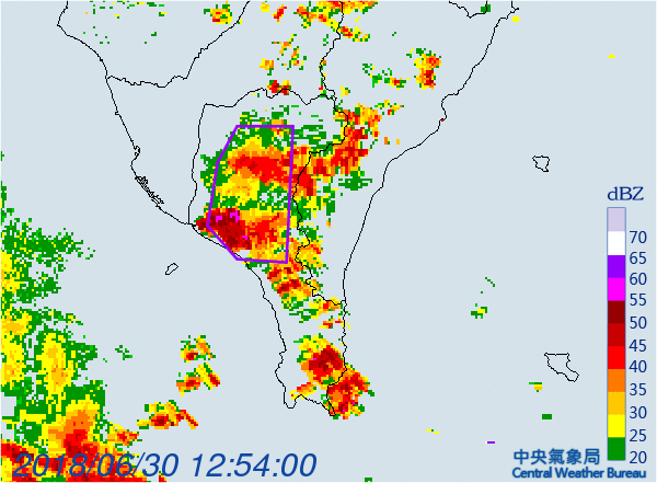 ▲▼氣象局30日12時59分針對屏東縣發布大雷雨即時訊息。(圖/氣象局)