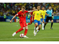 ▲2018世足賽, 巴西VS比利時。德布勞恩(Kevin De Bruyne)進球（圖／路透社）