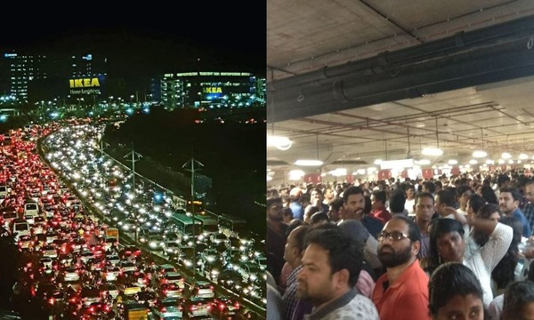 ▲▼印度第4大城市海德拉巴（Hyderabad）首家IKEA於9日開幕，第1天就有4萬名顧客搶著進入。（圖／翻攝推特／RJ Chaitu、Nava Mohan Rao）