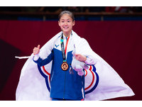 ▲▼2018雅加達亞運,亞運空手道女子55公斤頒獎,文姿云奪得金牌（圖／記者季相儒攝）