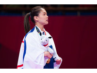 ▲▼2018雅加達亞運,亞運空手道女子55公斤頒獎,文姿云奪得金牌（圖／記者季相儒攝）