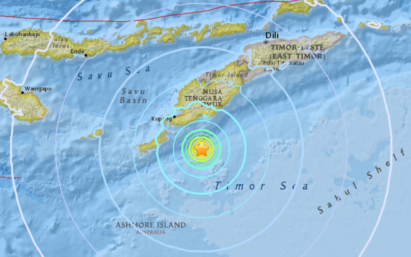▲▼ 印尼8月28日東部省份發生規模6.4淺層地震,深度8.6公里。(圖/翻攝自USGS官網)