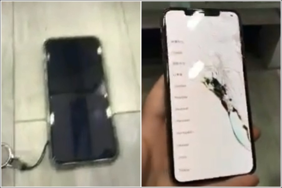 ▲iPhone XS摔爆了。（圖／翻攝自爆料公社）