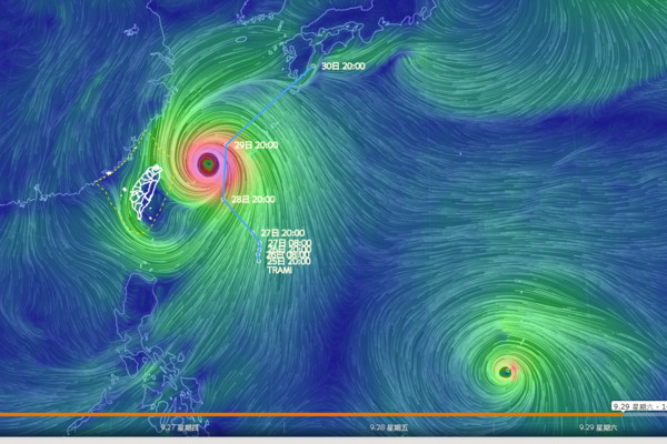 ▲▼怪獸蹤跡！潭美瞪「恐怖圓眼」不排除發海警　27日加速大轉彎。（圖／中央氣象局）