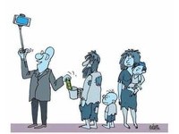 即使遇難也要自拍傳FB，做善事必須打卡讓全天下知道，諷刺現代人相當渴望在社交媒體上受到關注。