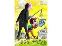 以前用糖果哄小孩去上學，現在則是用FB。