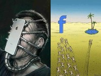 ▲手機成癮諷刺插畫。（圖／翻攝自FB@Nerdiest）