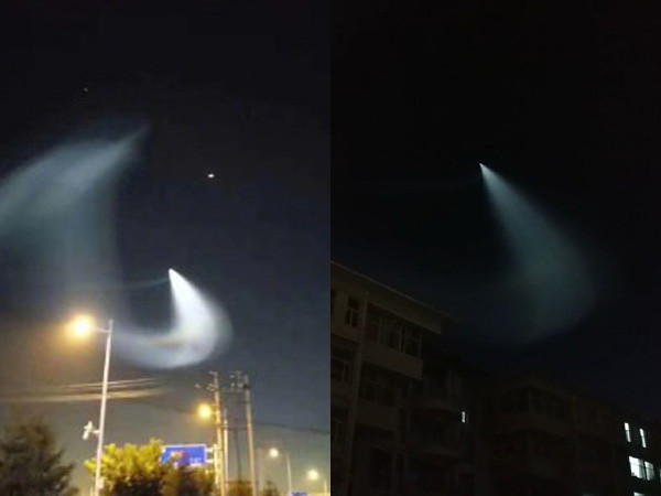 ▲不少大陸網友11日晚間都拍到夜空中出現「神秘白光」，認為是UFO來了。（圖／翻攝自微博）