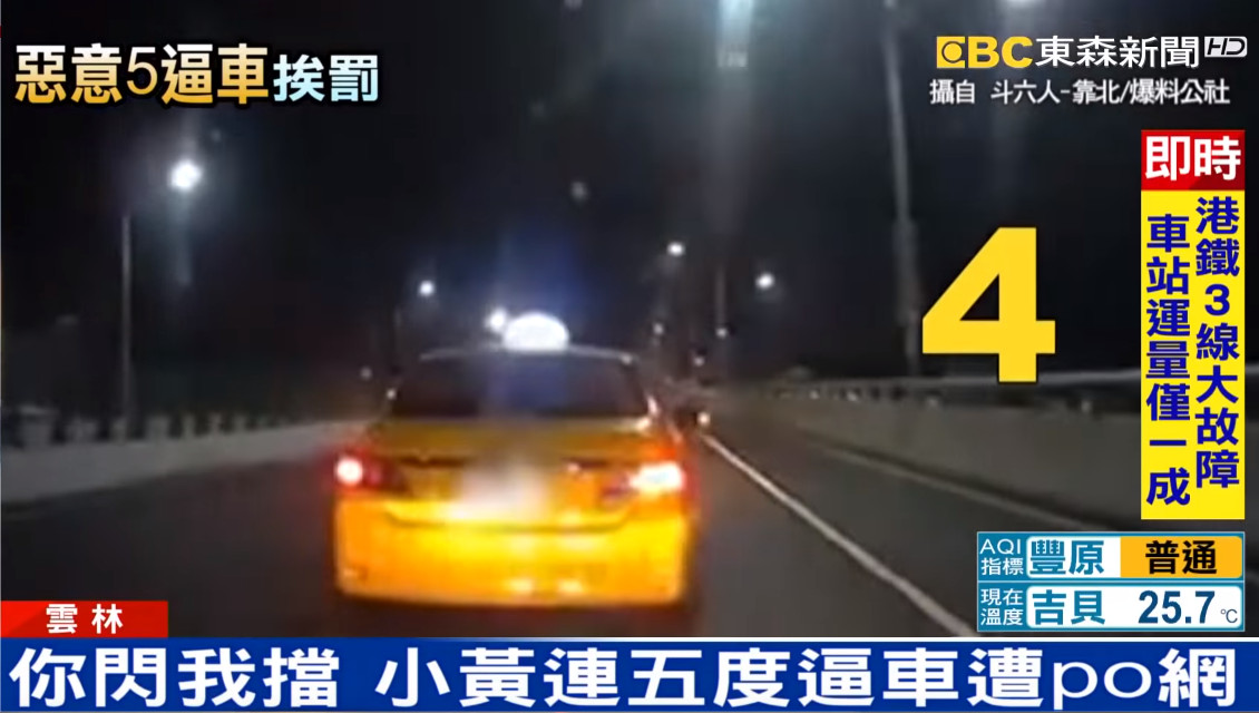 ▲▼小黃60秒連5擋狂換車道！他嗆「我車上4人會被撞翻」　警方回應了。（圖／東森新聞）