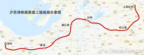 ▲滬蘇湖鐵路新建工程線路示意圖。（圖／翻攝自新浪網）