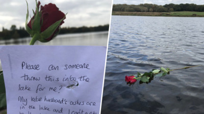 可以幫我把玫瑰放到湖中嗎？學生湖邊撿到字條　幾句話讓網友淚崩