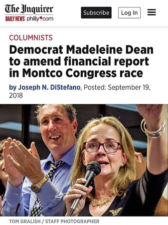 美國《費城詢問報》今年9月間，曾質疑代表民主黨角逐眾議員的候選人Dean所公布的財務申報資料不夠確實。（翻攝自《費城詢問報》）
