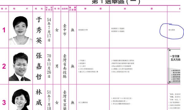 ▲超狂選舉公報「只有4字」政見！于秀英：遇到事情不用怕。（圖／翻攝自選舉公報、于秀英臉書）