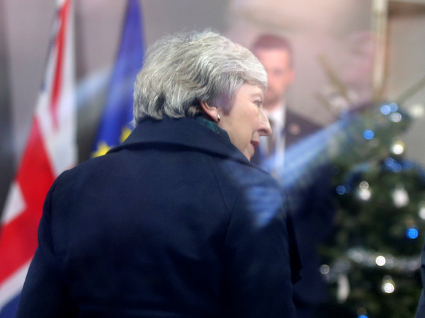 ▲▼英國首相梅伊2018年12月11日在布魯塞爾與歐洲理事會主席圖斯克（Donald Tusk）會面。（圖／記者王致凱攝）