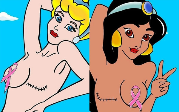 ▲▼義大利當代藝術家帕隆博以迪士尼公主為主角，創作乳腺癌主題插畫呼籲重視癌症治療。（圖／翻攝自IG／alexsandropalombo）