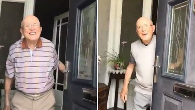 87歲爺開門見孫女「無表情→1秒醉心笑」！寵孫影片暖破8百萬顆心