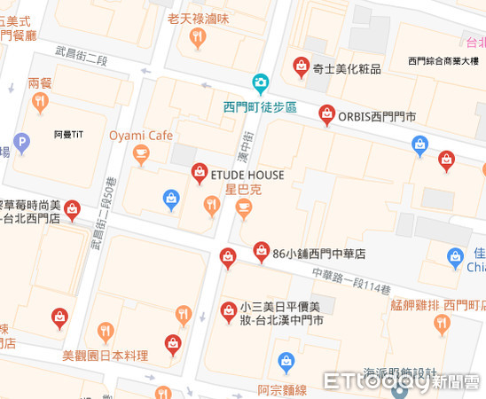 ▲▼西門町躍升美、藥妝一條街。（圖／擷取自google map）