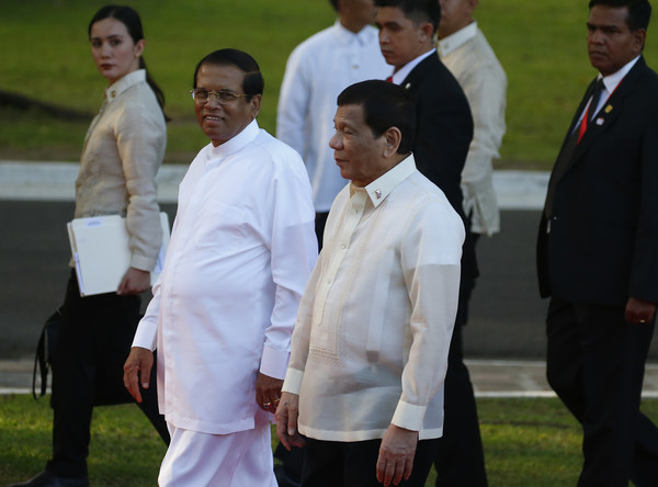 ▲▼2019年1月16日，斯里蘭卡總統西里塞納出訪菲律賓，與菲律賓總統杜特蒂會晤。（圖／達志影像／美聯社）