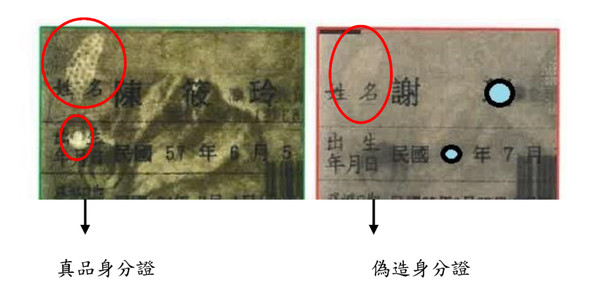 ▲▼身分證辨識真偽三方法-模鑄水印、白水印及米粒水印。（圖／內政部提供）