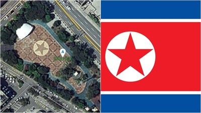 巧合太要命！南韓廣場鳥瞰竟是北韓國旗　市廳被罵翻才知糗大了