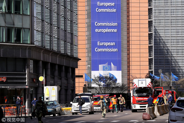 ▲▼布魯塞爾歐盟總部附近傳炸彈威脅。（圖／CFP）
