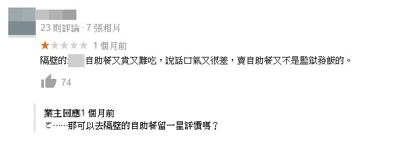 ▲▼七張米粉湯因隔壁自助餐被嫌難吃，而遭網友牽拖留下一星負評。（圖／翻攝Google）