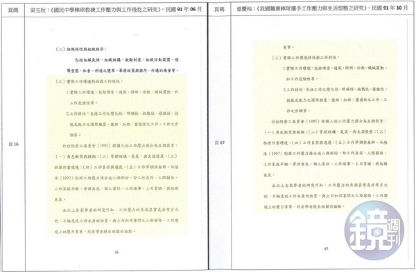輔大教育學院院長曾慶裕的論文多處與妻子梁玉秋論文雷同。(讀者提供)8/9