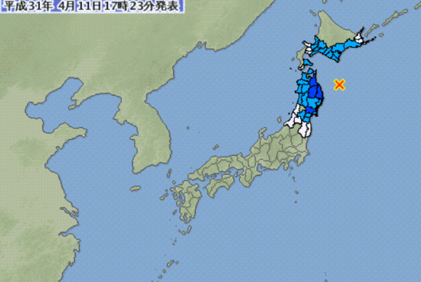 ▲▼ 日本東北地方三陸東部外海11日下午發生規模6.0地震。（圖／翻攝自日本氣象廳）