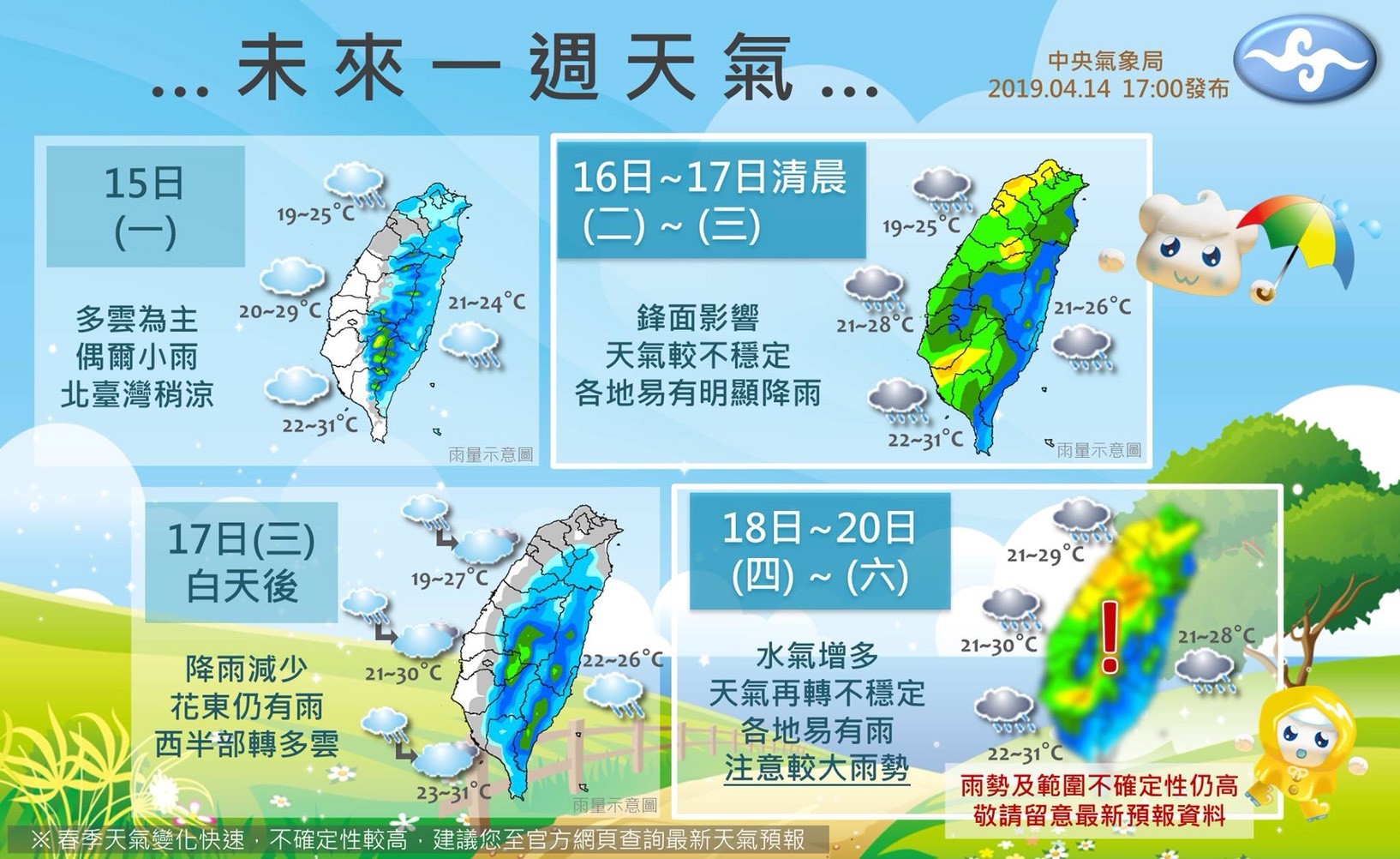 ▲▼未來一周天氣變化。（圖／中央氣象局）