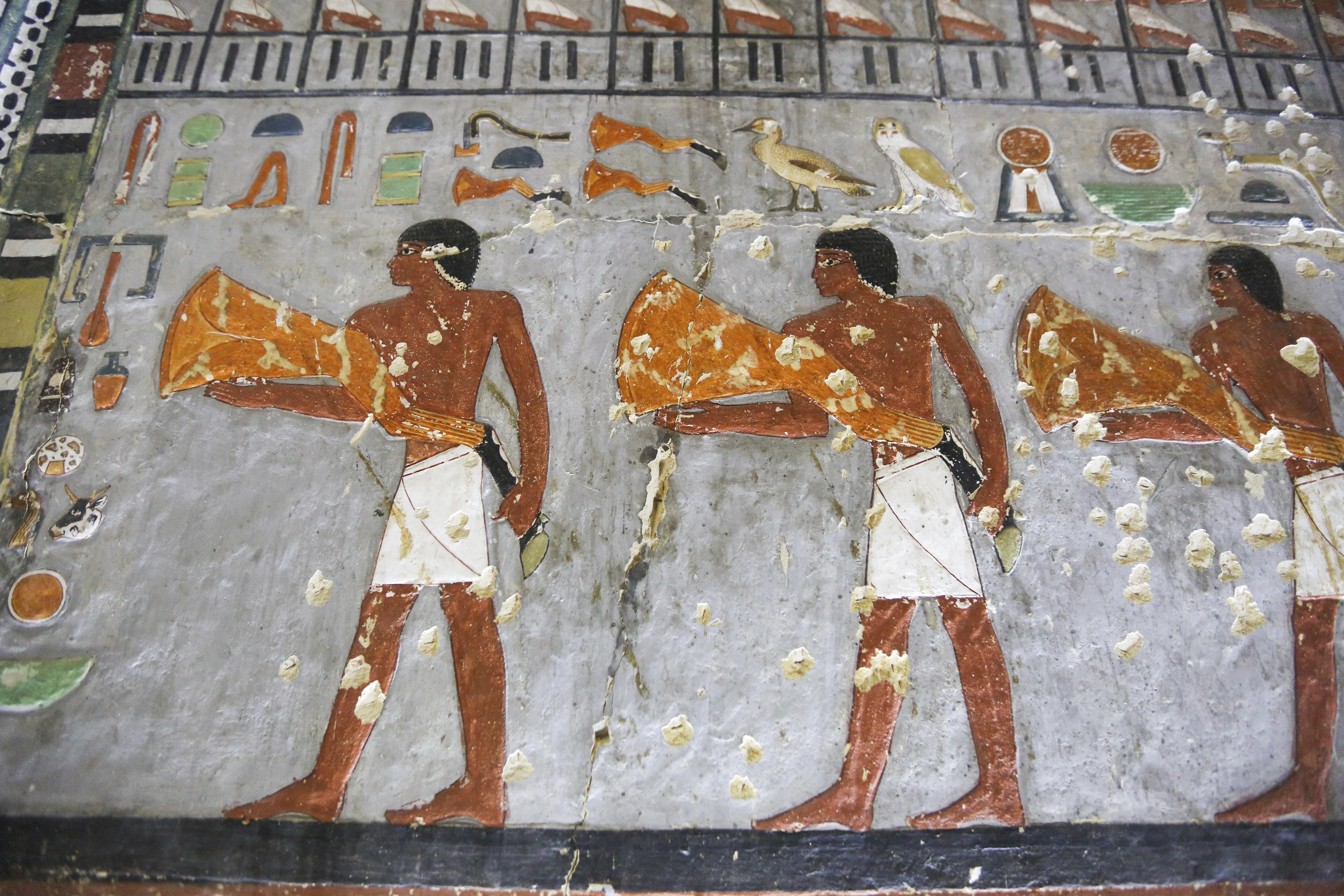 ▲▼埃及4300年前古墓出土，壁畫銘文保存完整。（圖／達志影像／美聯社）
