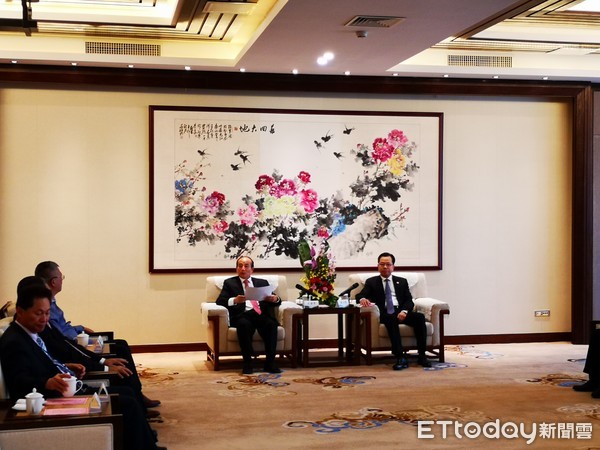 ▲王金平見漳州市委書記邵玉龍 再提「中華兒女本是同根生」。(圖/記者蔡紹堅攝)