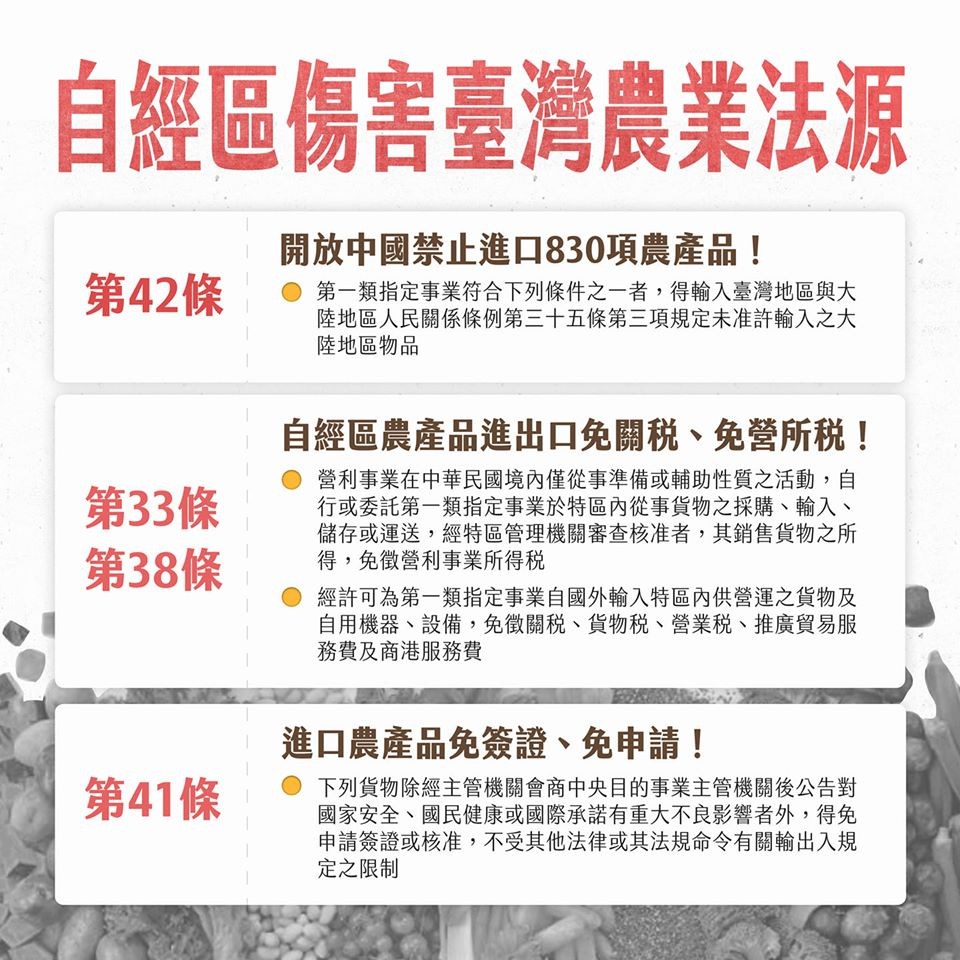 ▲▼自經區傷害台灣農業法源。（圖／翻攝陳吉仲臉書）