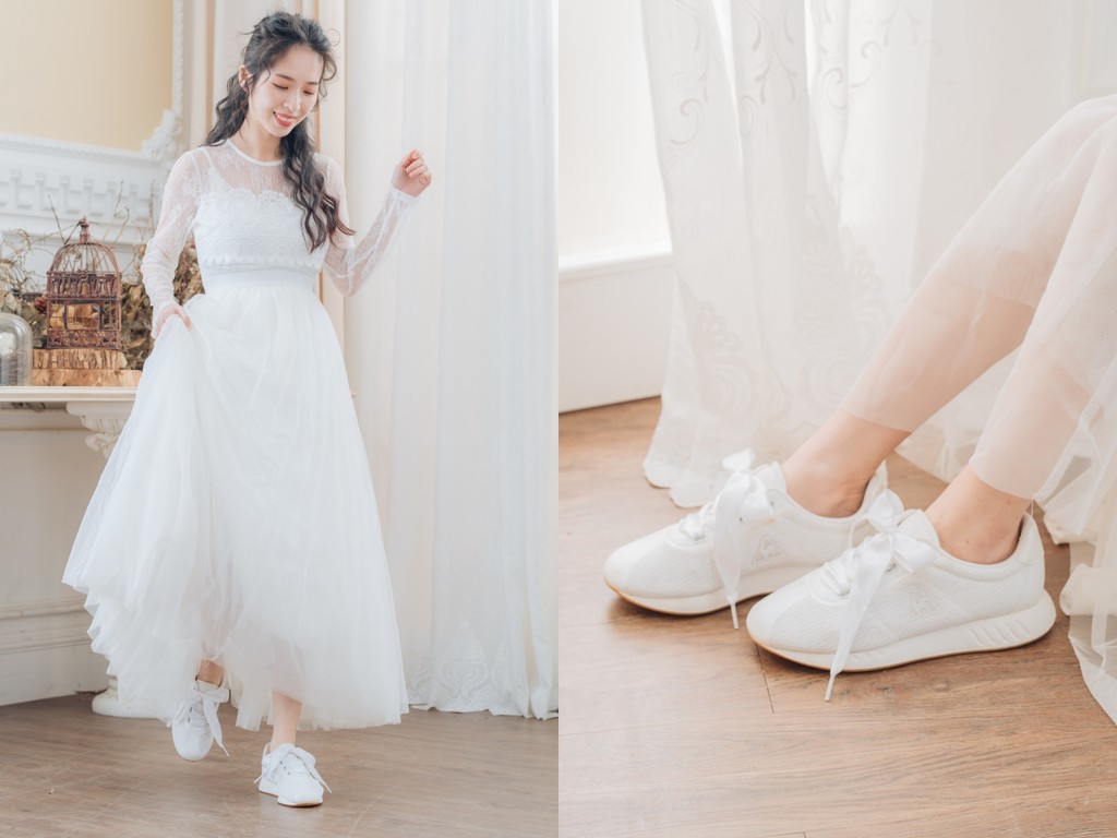 ▲Le coq sportif（公雞牌）2019婚紗球鞋。（圖／滿心提供）