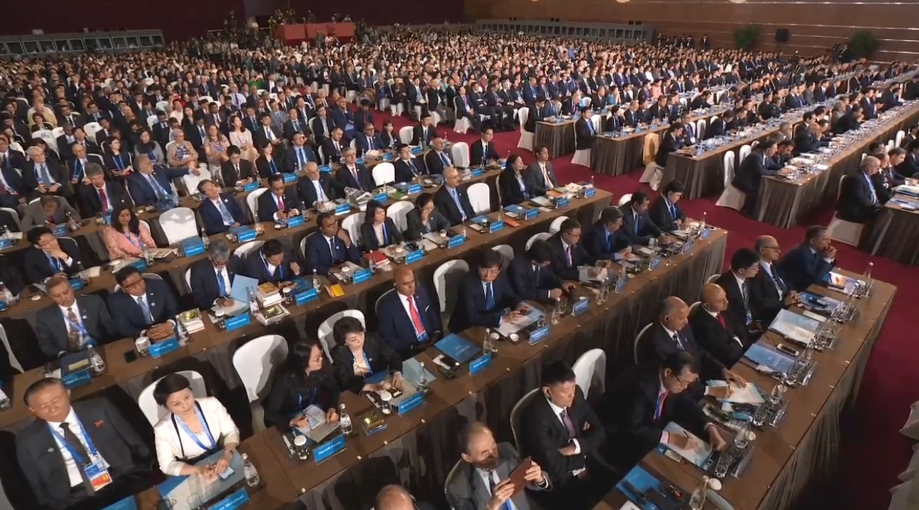 ▲亞洲文明大會，習近平進行演講，希臘總統、王毅出席。（圖／CCTV+）