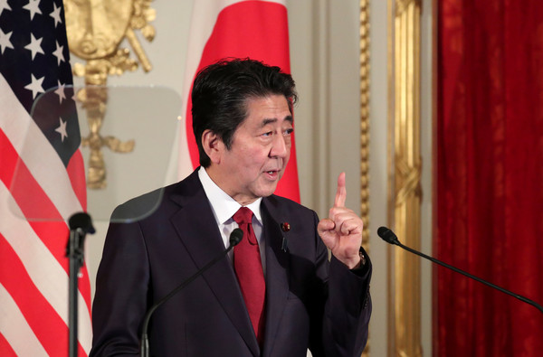 ▲▼ 美國總統川普與日本首相安倍晉三舉行美日第11次領導人峰會。2019年5月27日。（圖／路透）